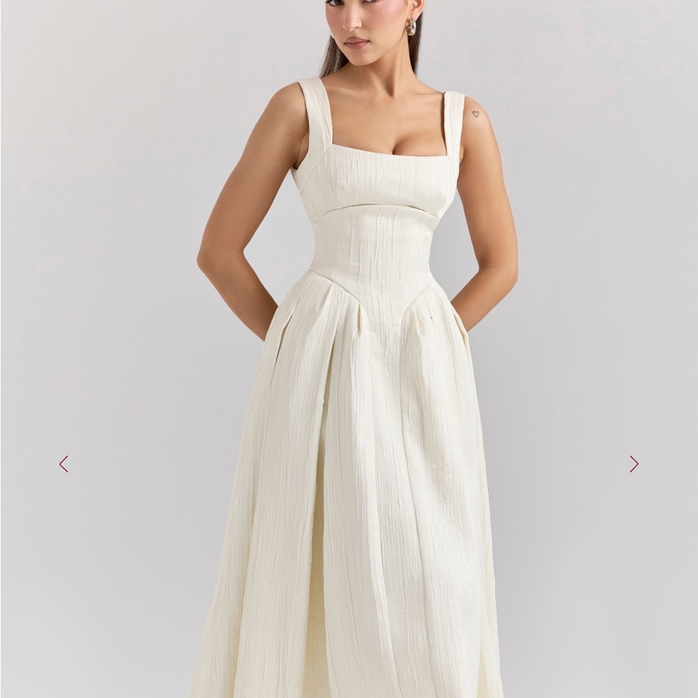 House of CB Elegant Cream Midi Dress